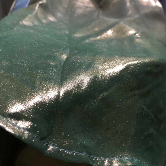 Luminous shiny blue and green blouse. Size S - Picture 6 of 8